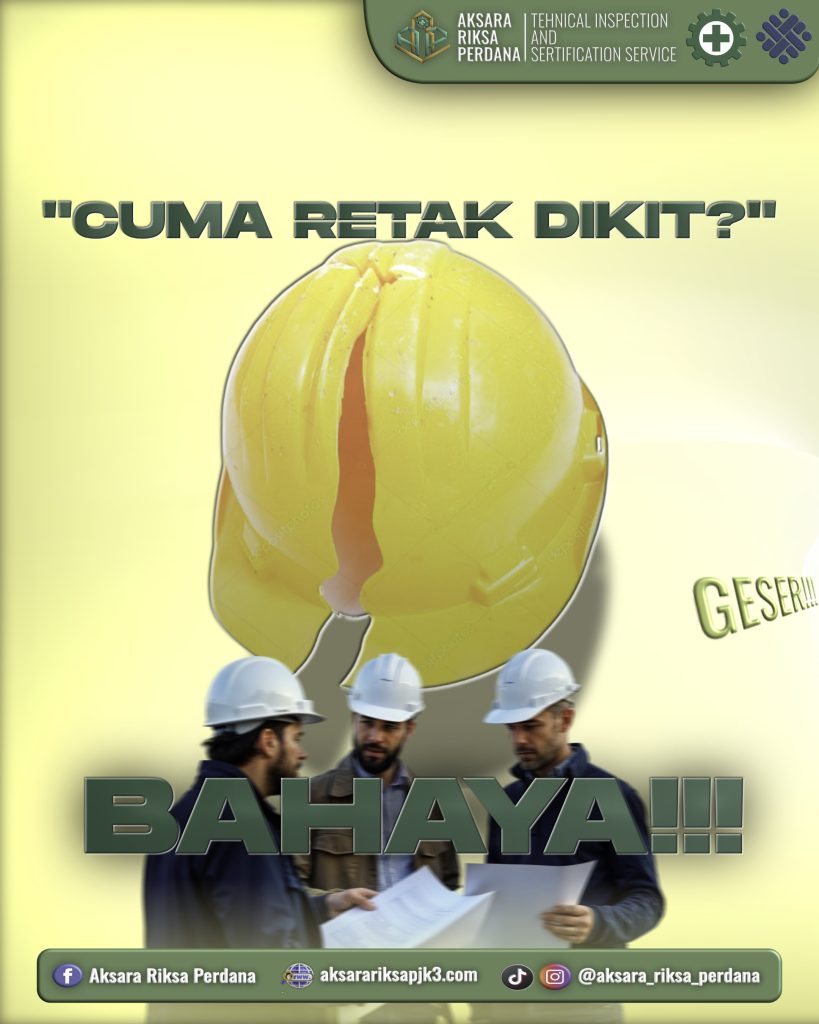 Konten feeds diambil dari instagram @aksara_riksa_perdana mengenai fungsi safety helmet dalam bekerja. Helm Safety.